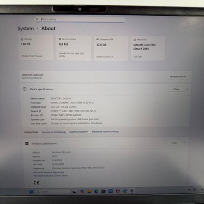 Dell 16 Plus DB16250 16" Core Ultra 9 288V 3.3GHz 32GB RAM 2TB SSD