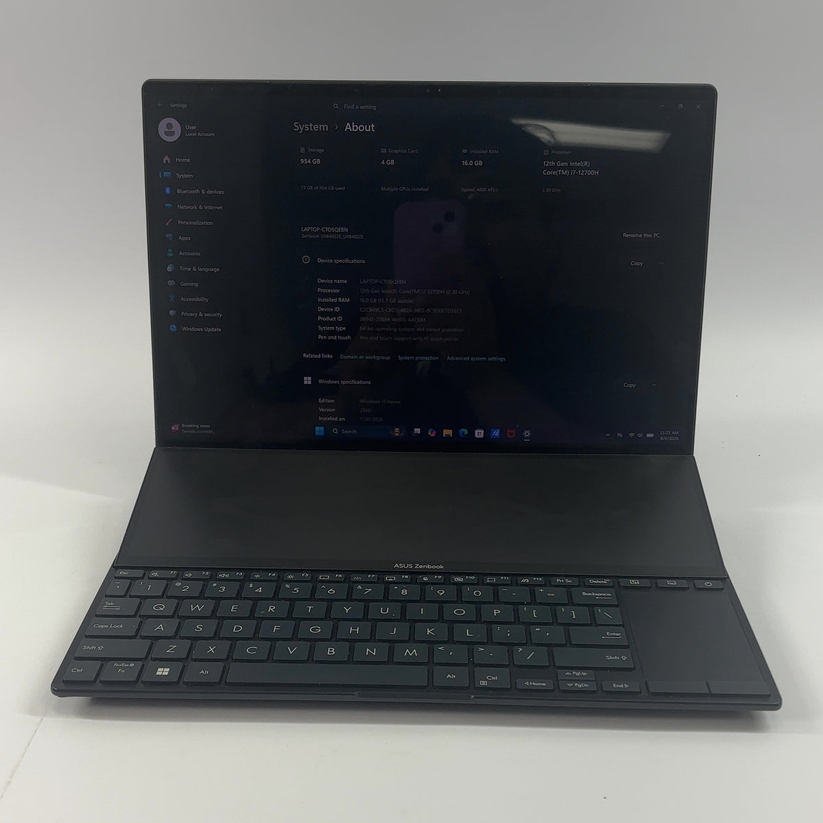 Asus Zenbook Pro 14 Duo  14" i7-12700H 16GB RAM 1TB SSD GeForce RTX 3050 Ti
