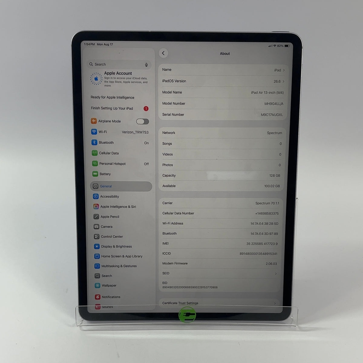WiFi Only Apple iPad Air 13" M4 128GB Purple MH9G4LL/A