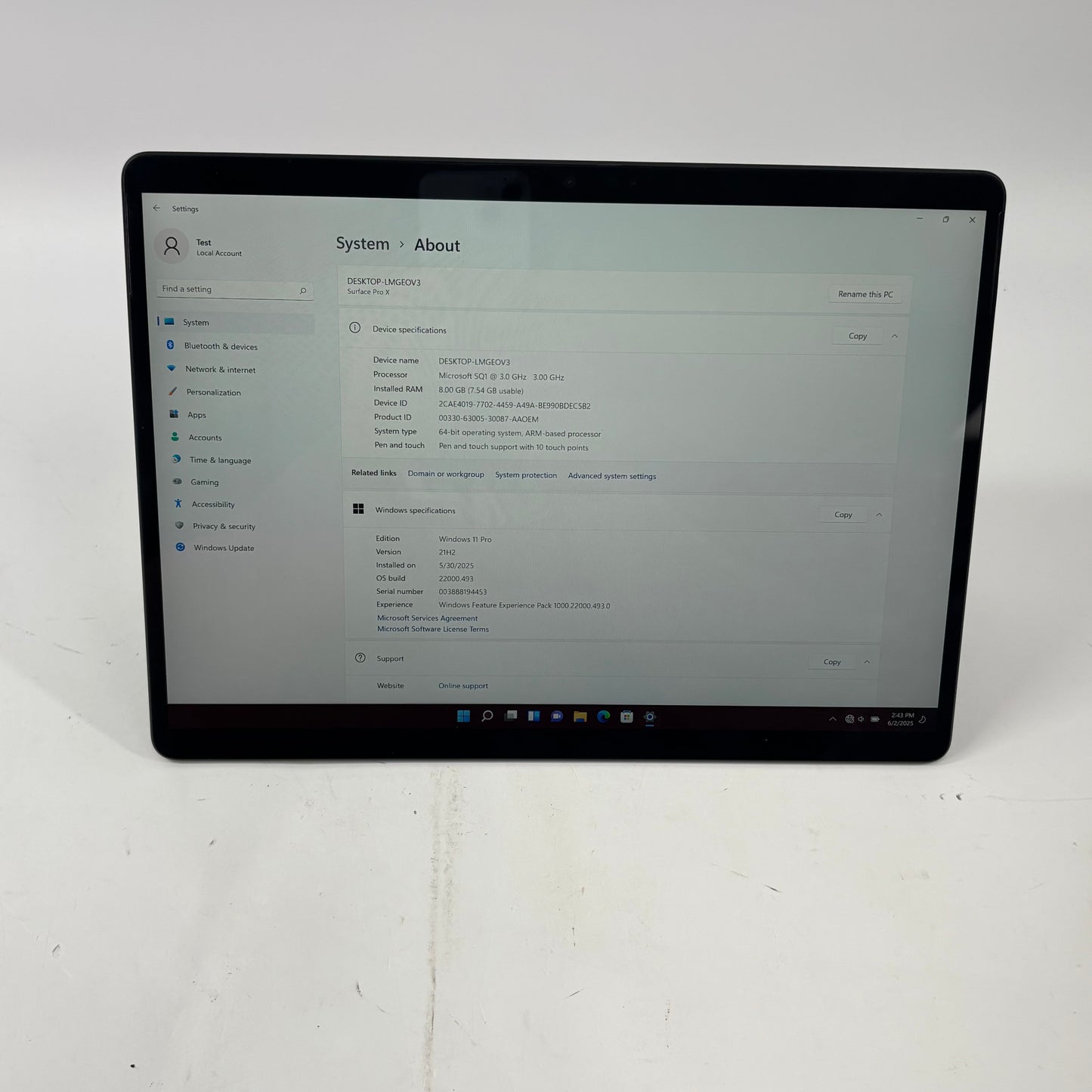 Microsoft Surface Pro X 1876 13.5" i7-1065G7 3.00 8GB RAM 512GB SSD